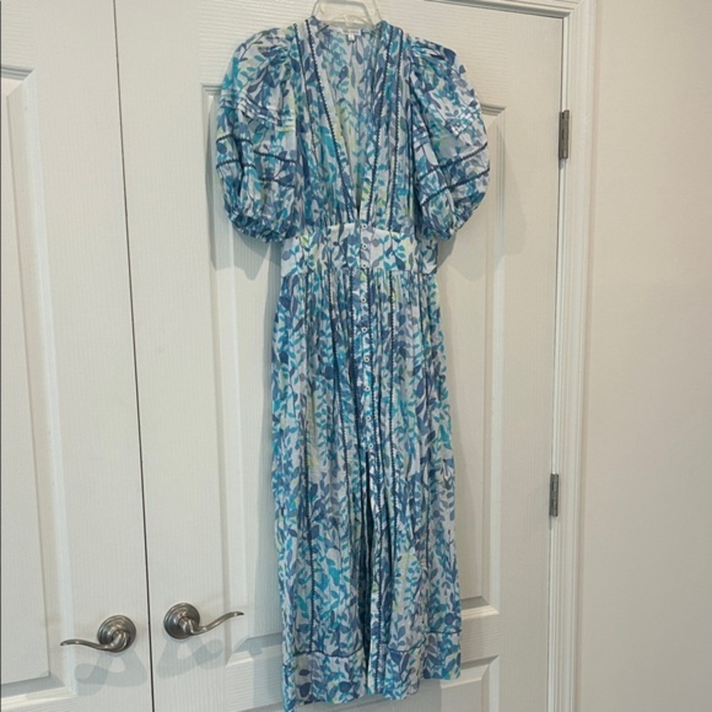 Poupette St. Barth Blue and White Long Sleeve Dress